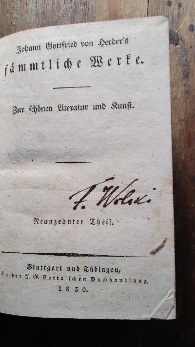 Johann Gottfried von Herders sämmtliche Werke, Doppelband 19/20 schöne Literatur u. Kunst - Front Cover