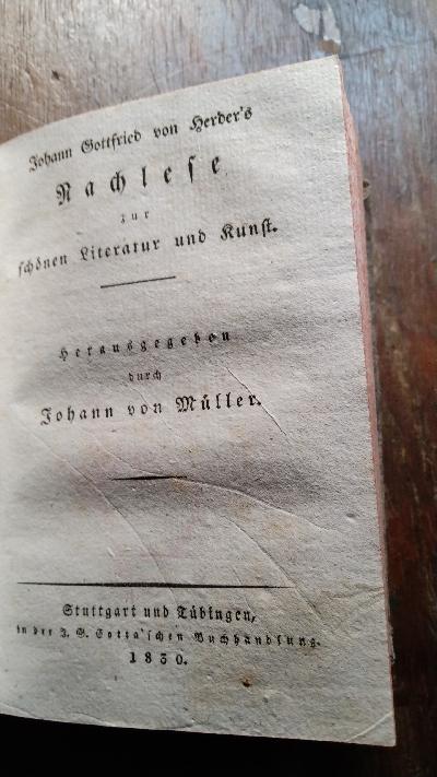 Johann Gottfried von Herders sämmtliche Werke, Doppelband 19/20 schöne Literatur u. Kunst - Front Cover