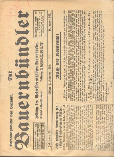 Der+bauernb%C3%BCndler++Zeitung+des+nieder%C3%B6sterreichischen+Bauernbundes+Nr.+982+1936