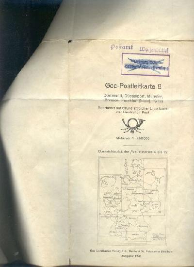 Gea+Postleitkarte+8.+Dortmund%2C+D%C3%BCsseldorf%2C+M%C3%BCnster+%28Bremen+Frankfurt%2C+K%C3%B6ln%29+1948