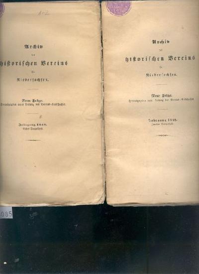 Archiv+des+historischen+Vereins+f%C3%BCr+Niedersachsen++Jahrgang+1848++zwei+Doppelhefte