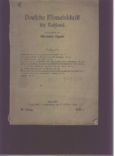 Deutsche+Monatsschrift+f%C3%BCr+Russland+3.+Jahrgang++Heft+1+1914