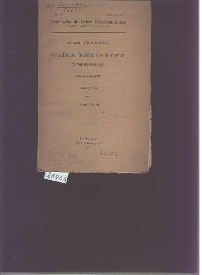 Adam+Puschmann++Gr%C3%BCndlicher+bericht+des+deutschen+Meistergesangs++Erste+Auflage+%281571%29