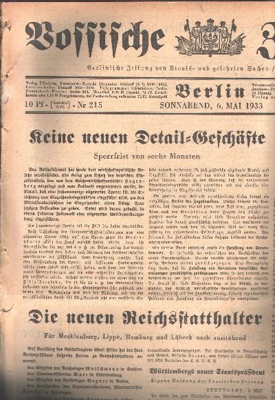 Vossische+Zeitung+Nr.+215%2C+216%2C217%2C+219%2C+220%2C+225%2C+229+1933