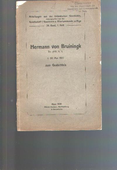 Hermann+von+Bruiningk+Dr.+phil.+zum+Ged%C3%A4chtnis