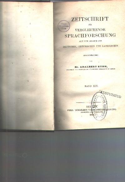 Zeitschrift+f%C3%BCr+vergleichende+Sprachforschung++auf+dem+Gebiete+des+Deutschen%2C+Griechischen+und+Lateinischen++Band+19