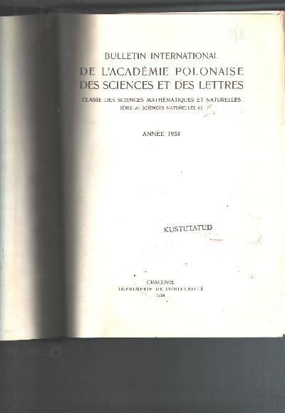 Bulletin+International+De+L+Academie+Polonaise+des+Sciences+et+des+Lettres++Serie+B.+Classe+des+sciences+math%C3%A9matiques+et+naturelles.+-+Sciences+naturelles