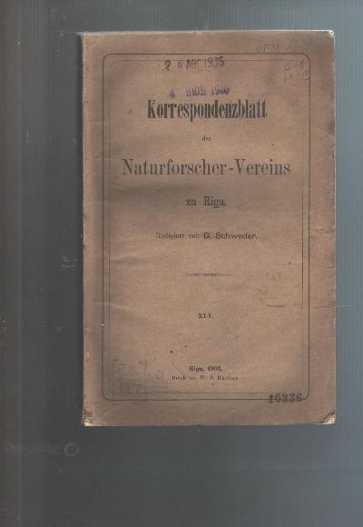 Korrespondenzblatt+des+Naturforschenden+Vereins+zu+Riga+XLV.++Jahrgang+