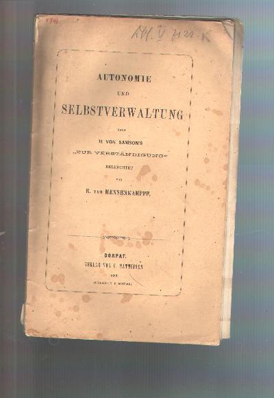 Autonomie+und+Selbstverwaltung++nach+H.+von+Samson%27s+%22Zur+Verst%C3%A4ndigung%22