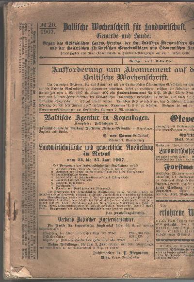 Baltische+Wochenschrift+f%C3%BCr+Landwirtschaft%2C+Gewerbe+und+Handel+1907++Heft+Nr.+20-32%2C34-40%2C51+u.52