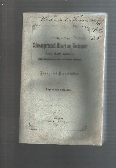 Studien+%C3%BCber+Schwangerschaft%2C+Geburt+und+Wochenbett+bei+der+Estin++nebst+Untersuchungen+%C3%BCber+das+Becken+derselben