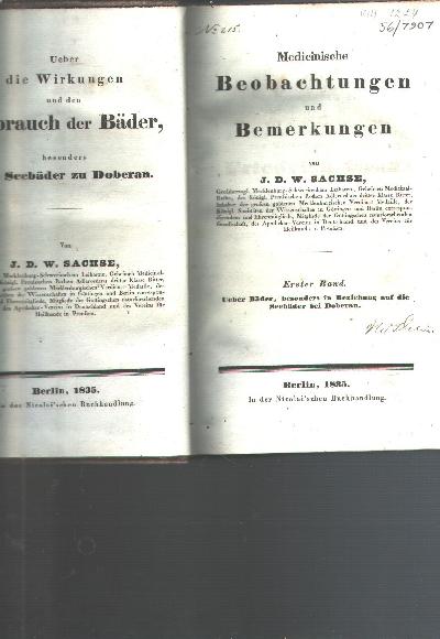 Medicinische+Beobachtungen+und+Bemerkungen++Erster+Band++Ueber+B%C3%A4der%2C+besonders+in+Beziehung+auf+die+Seeb%C3%A4der+bei+Doberan