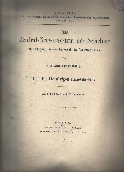 Das+Zentral+-+Nervensystem+der+Selachier+als+Grundlage+f%C3%BCr+eine+Phylogenie+des+Vertebratenhirns++II.+Teil%3A+Die+%C3%BCbrigen+Pal%C3%A4oselachier