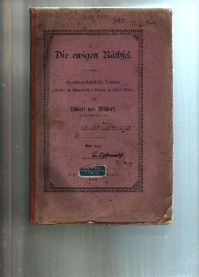 Die+ewigen+R%C3%A4thsel++Popul%C3%A4r+-+philosophische+Vortr%C3%A4ge++gehalten+im+Literarischen+Verein+zu+Baden+-+Baden