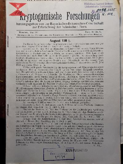Kryptogamische+Forschungen+Band+II+No.+2++Desmidiaceen+des+Berchtesgadener+Land+III.++Beitr%C3%A4ge+zur+Algenflora+des+Ammerseegebietes+II.+Teil+++Beitr%C3%A4ge+zur+Moosflora+des+Bayrischen+Waldes+++Nachruf+August+Vill