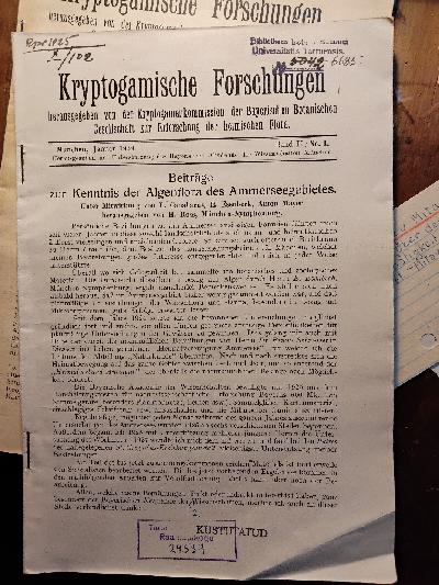 Kryptogamische+Forschungen+Band+II+No.+1+++Beitr%C3%A4ge+zur+Algenflora+des+Ammerseegebietes++Bemerkenswerte+Pilze+++Bayrische+Becherpilze+++Weitere+Vorarbeiten+zu+einer+Rostpilz+%28Uredineen-%29+Flora+Bayerns