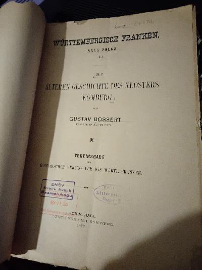 Zur+%C3%A4lteren+Geschichte+des+Klosters+Komburg++%28Reihe+W%C3%BCrttembergisch+Franken++Neue+Folge+III.%29