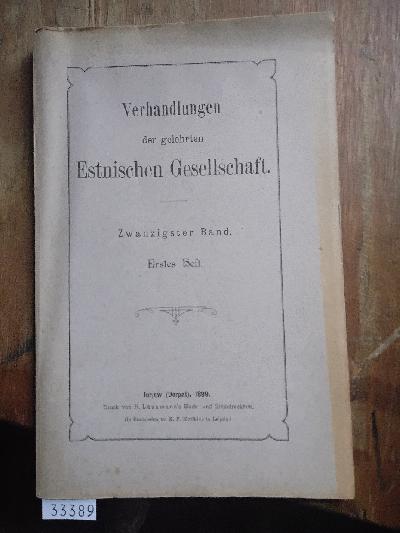 Verhandlungen+der+Gelehrten+Estnischen+Gesellschaft+zu+Dorpat++Zwanzigster+Band+++Erstes+Heft