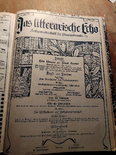 Das+litterarische+Echo++Halbmonatsschrift+f%C3%BCr+Litteraturfreunde++Zweiter+Jahrgang++Heft+1+bis+Heft+12+1899+-+1900