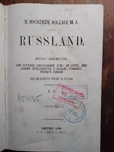 Russland++Band+I+und+II.++durch+ein+Kapitel+%C3%BCber+Geheime+Gesellschaften+in+Russland+vermehrte+Ausgabe