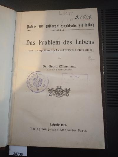 Das+Problem+des+Lebens+vom+naturphilosophisch+medizinischen+Standpunkt