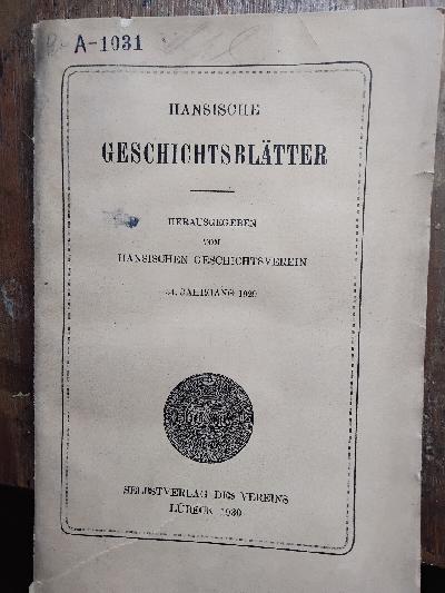 Hansische+Geschichtsbl%C3%A4tter+Jahrgang+1929