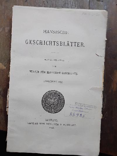 Hansische+Geschichtsbl%C3%A4tter++Jahrgang+1895+