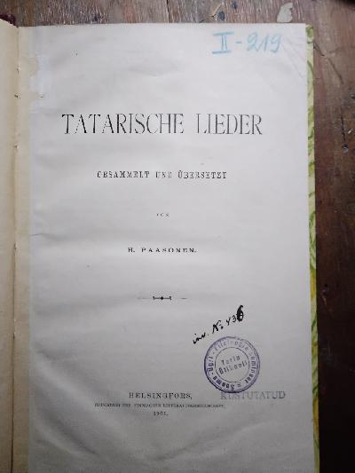 Tatarische+Lieder++Gesammelt+und+%C3%9Cbersetzt