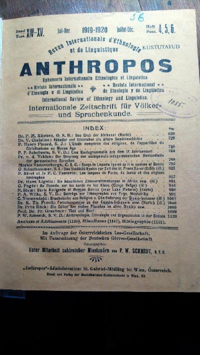 Anthropos+Internationale+Zeitschrift+f%C3%BCr+V%C3%B6lker+und+Sprachenkunde++Band+XIV+-+XV+Heft+4%2C5%2C6