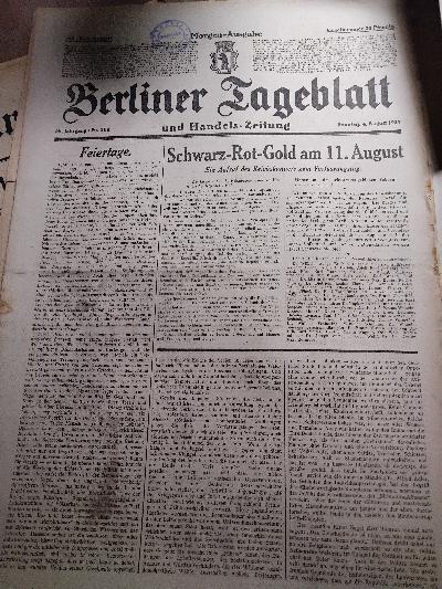 Berliner Tageblatt 58. Jahrgang Nr. 357,358,360,362,364,367,368,369,370,372,374 - Front Cover