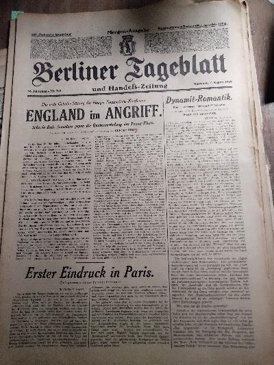 Berliner Tageblatt 58. Jahrgang Nr. 357,358,360,362,364,367,368,369,370,372,374 - Front Cover