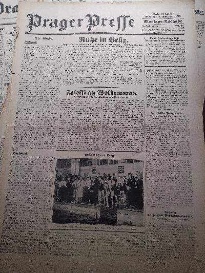 Prager Presse 8.  Jahrgang  Nr. 8,36,4344,50,69,70,77 und Fragmente der Ausgabe vom 1. Januar 1928 und  vom 1. Dezember 1929 - Front Cover