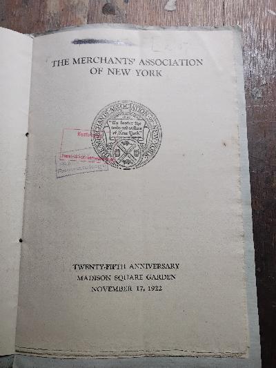 The Merchants Association of New York  Twenty-Fifth Anniversary  Madison Square Garden November 17, 1922 - Front Cover