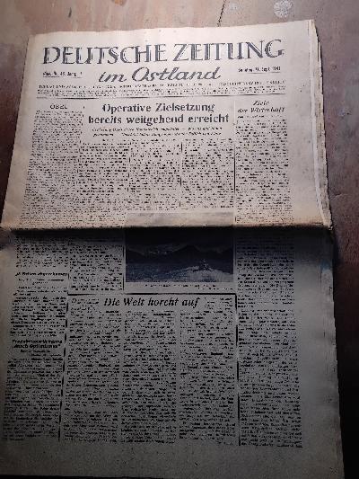 Deutsche Zeitung im Ostland  21. September 1941 - Front Cover
