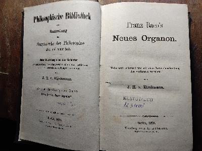 Franz Baco's Neues Organon - Front Cover