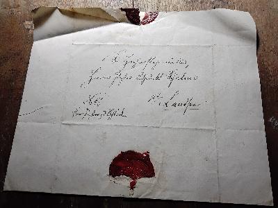 Original Brief von Pastor Schalme (Pilten/Landsen) an Pastor von Beuningen zu Schleck über die Geburtsmitteilung - Front Cover