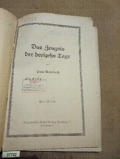 Das Zeugnis der 13 Tage - Front Cover