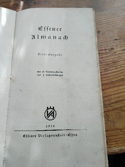 Essener Almanach  Erste Ausgabe 1936 - Front Cover
