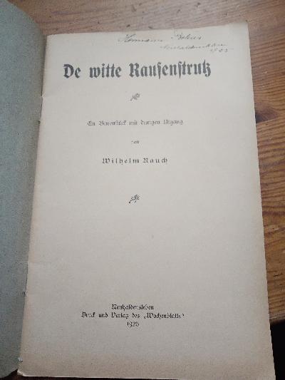 De witte Rausenstrutz    En Burenstück mit durigen Utgang - Front Cover