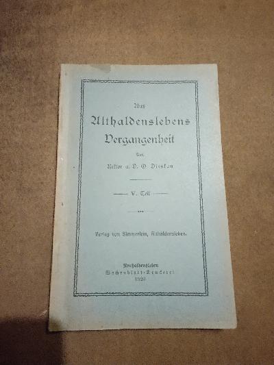 Aus Althaldenslebens Vergangenheit V. Teil - Front Cover