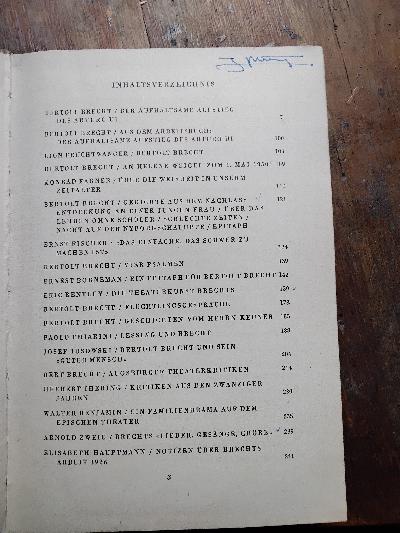 Sinn und Form Beiträge zur Literatur   Zweites Sonderheft Bertolt Brecht - Front Cover