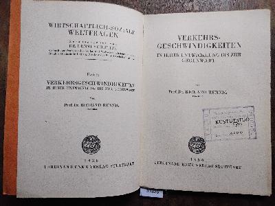 Verkehrsgeschwindigkeiten in ihrer Entwicklung bis zur Gegenwart - Front Cover