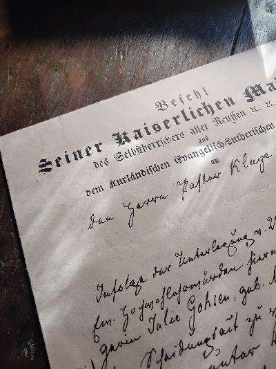 Schreiben an Pastor Kluge bezüglich der Scheidung Julia Gohsen - Front Cover