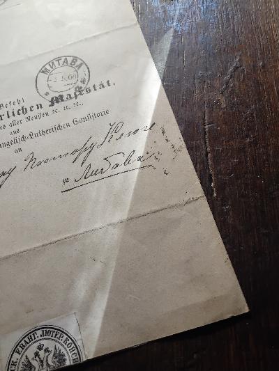 Schreiben an Pastor Kluge bezüglich der Scheidung Julia Gohsen - Front Cover