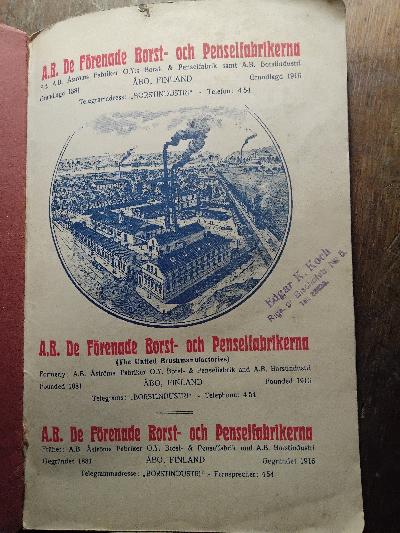 A.B. De Förenade Borst- och Penselfabriken  Penslar  Brushes  Pinsel - Front Cover