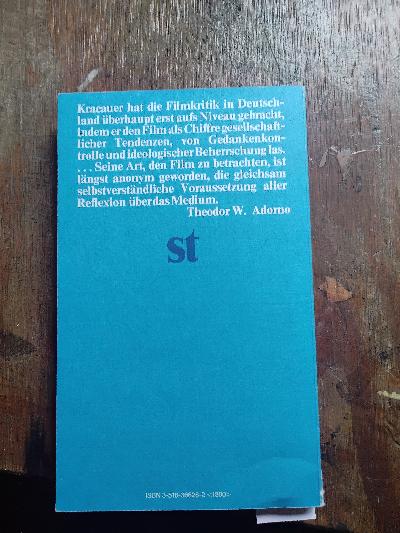 Siegfried Kracauer Kino - Front Cover