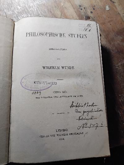 Philosophische Studien    Neunter Band - Front Cover