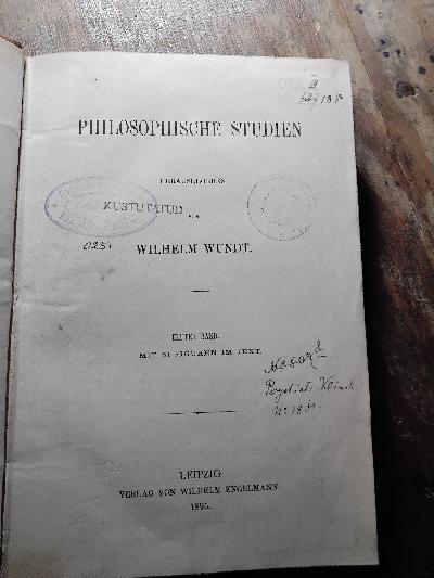 Philosophische Studien   Elfter Band - Front Cover