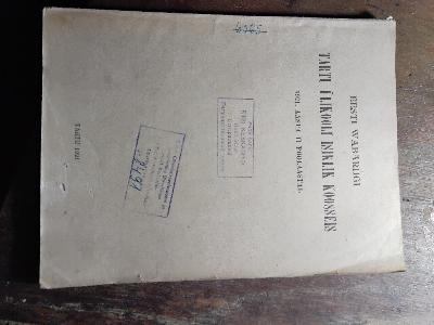 Eesti Wabariigi Tartu Ülikooli Isiklik Koosseis  1921. Aasta II Poolaastal  (Persönliche Zusammensetzung der Universität Tartu der Republik Estland im zweiten Semester des Jahres 1921) - Front Cover