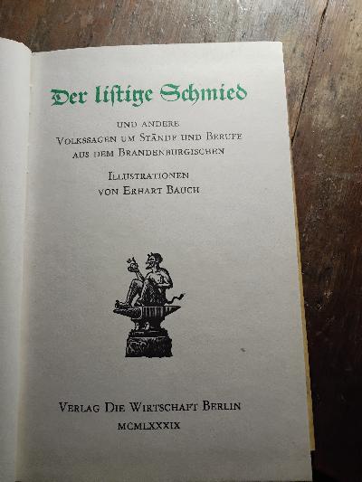 Der listige Scmied  und andere Volkssagen um Stände und Berufe  aus dem Brandenburgischen - Front Cover